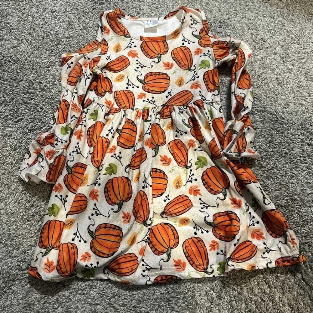 5t Cold Shoulder Pumpkin Dress